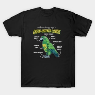 Funny Anatomy of a Green Cheek Conure Pet Bird Lover T-Shirt